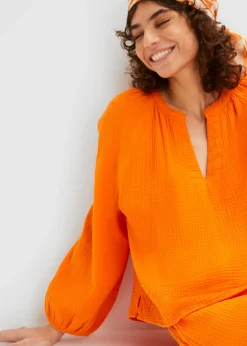 bonprix bonprix Blusa holgada de muselina Naranja calabaza Sale