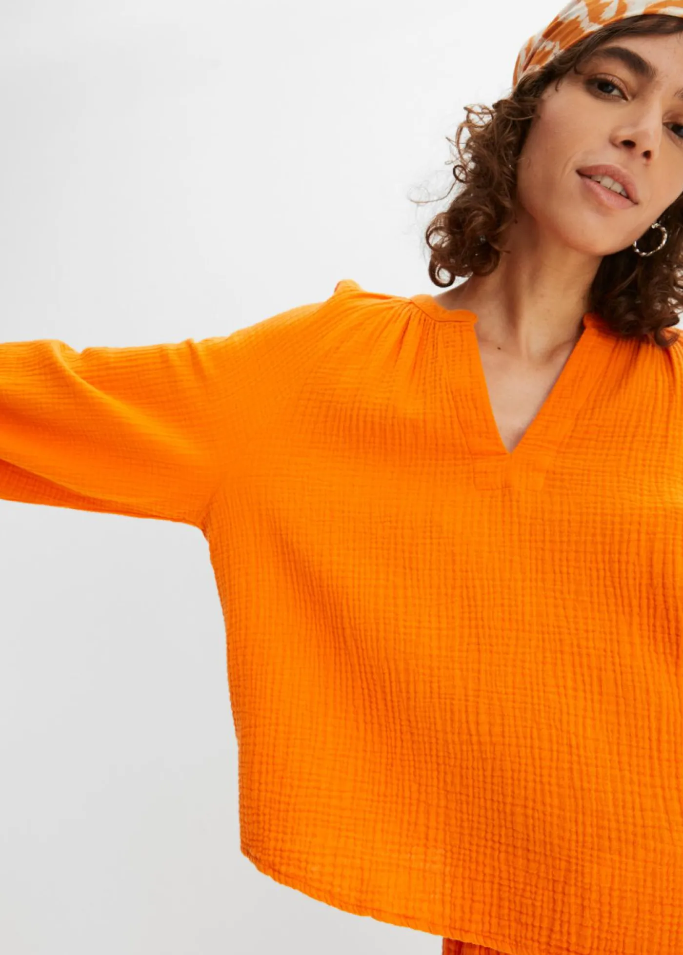 bonprix bonprix Blusa holgada de muselina Naranja calabaza Sale