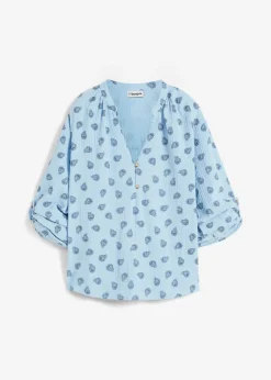 bonprix bonprix Blusa holgada de muselina vaporosa Azul claro Best