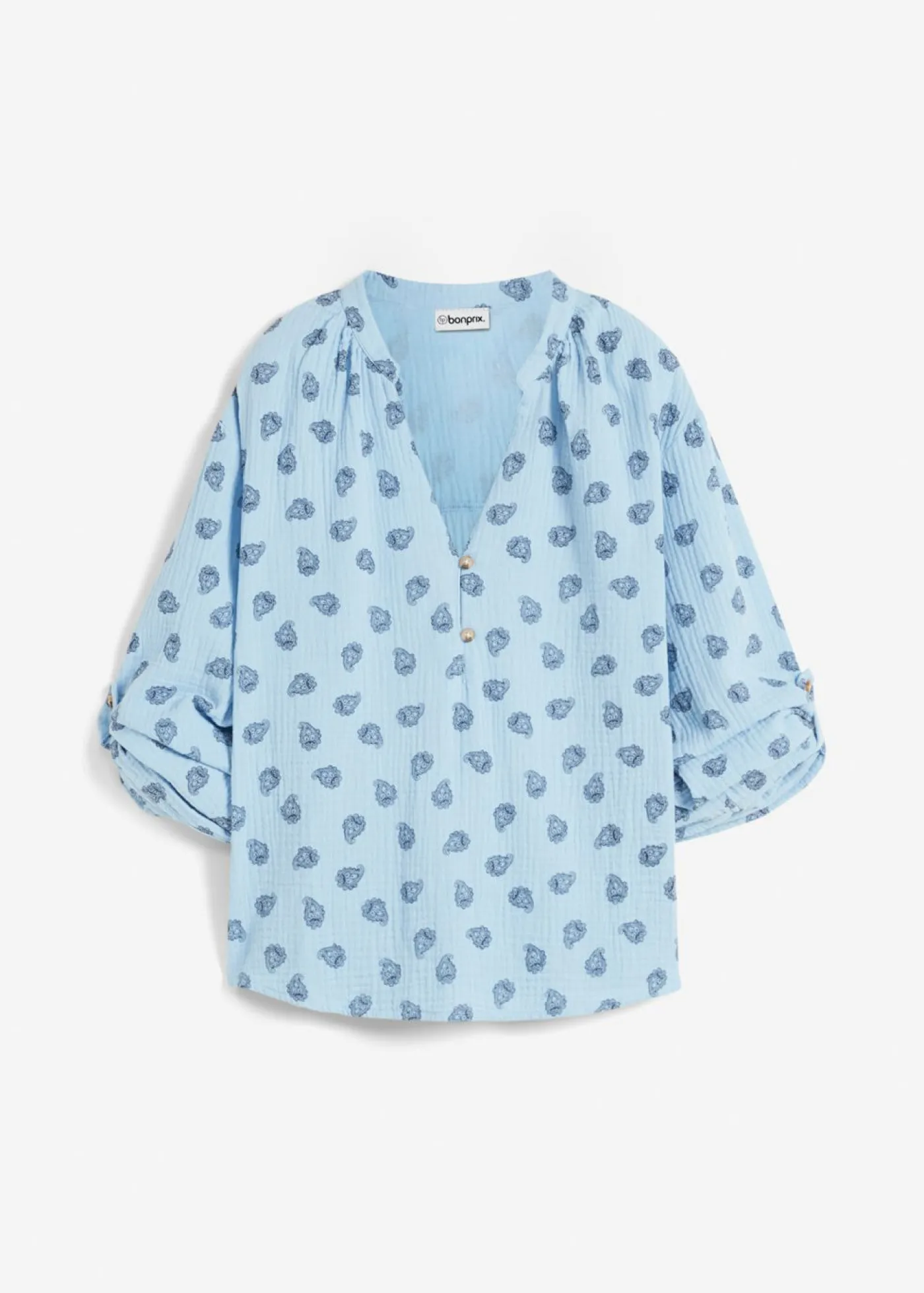 bonprix bonprix Blusa holgada de muselina vaporosa Azul claro Best