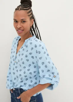 bonprix bonprix Blusa holgada de muselina vaporosa Azul claro Best
