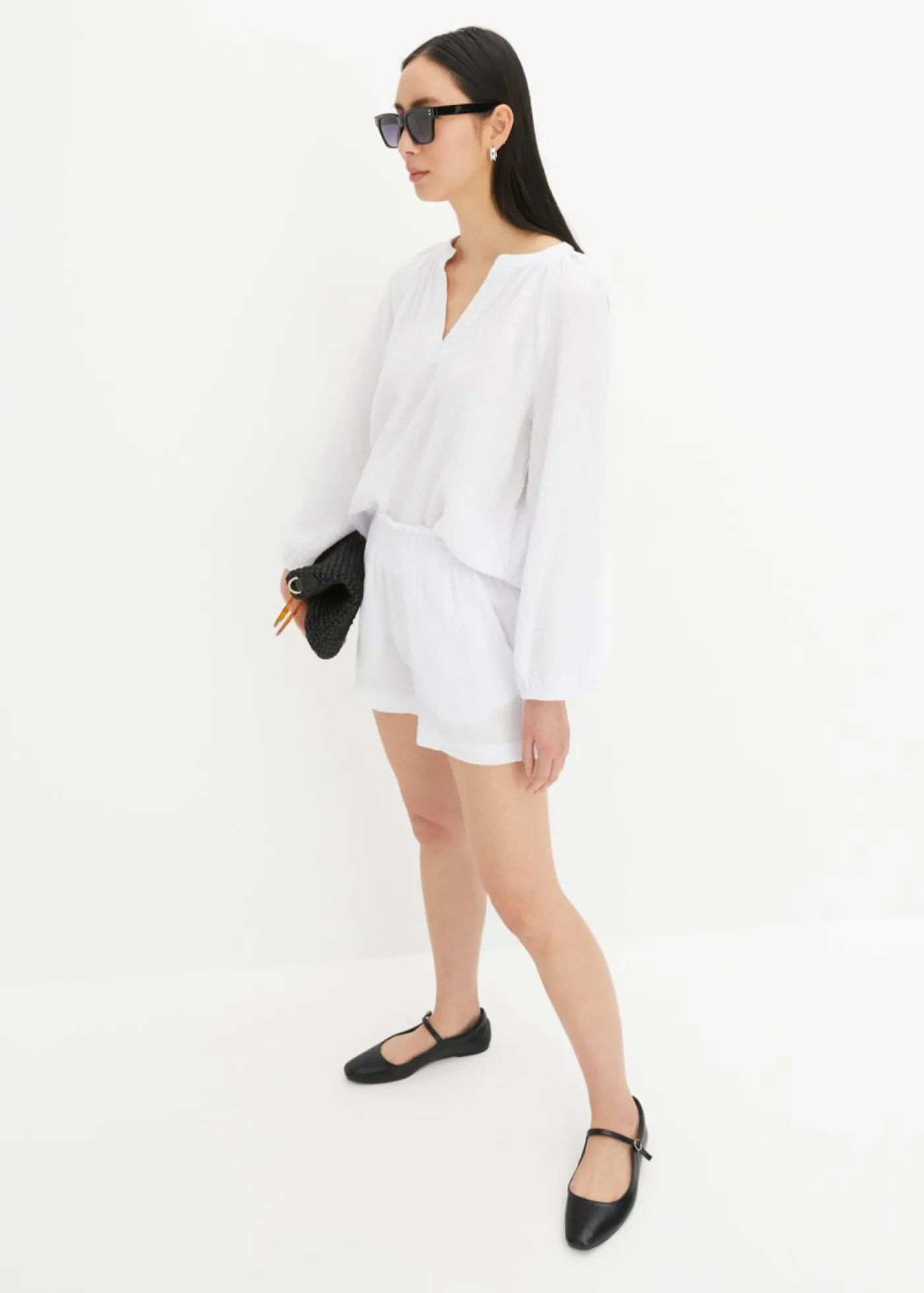 bonprix bonprix Blusa holgada de muselina Blanco Sale