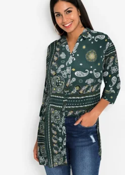 bonprix bonprix Blusa larga Verde oscuro con patrón paisley