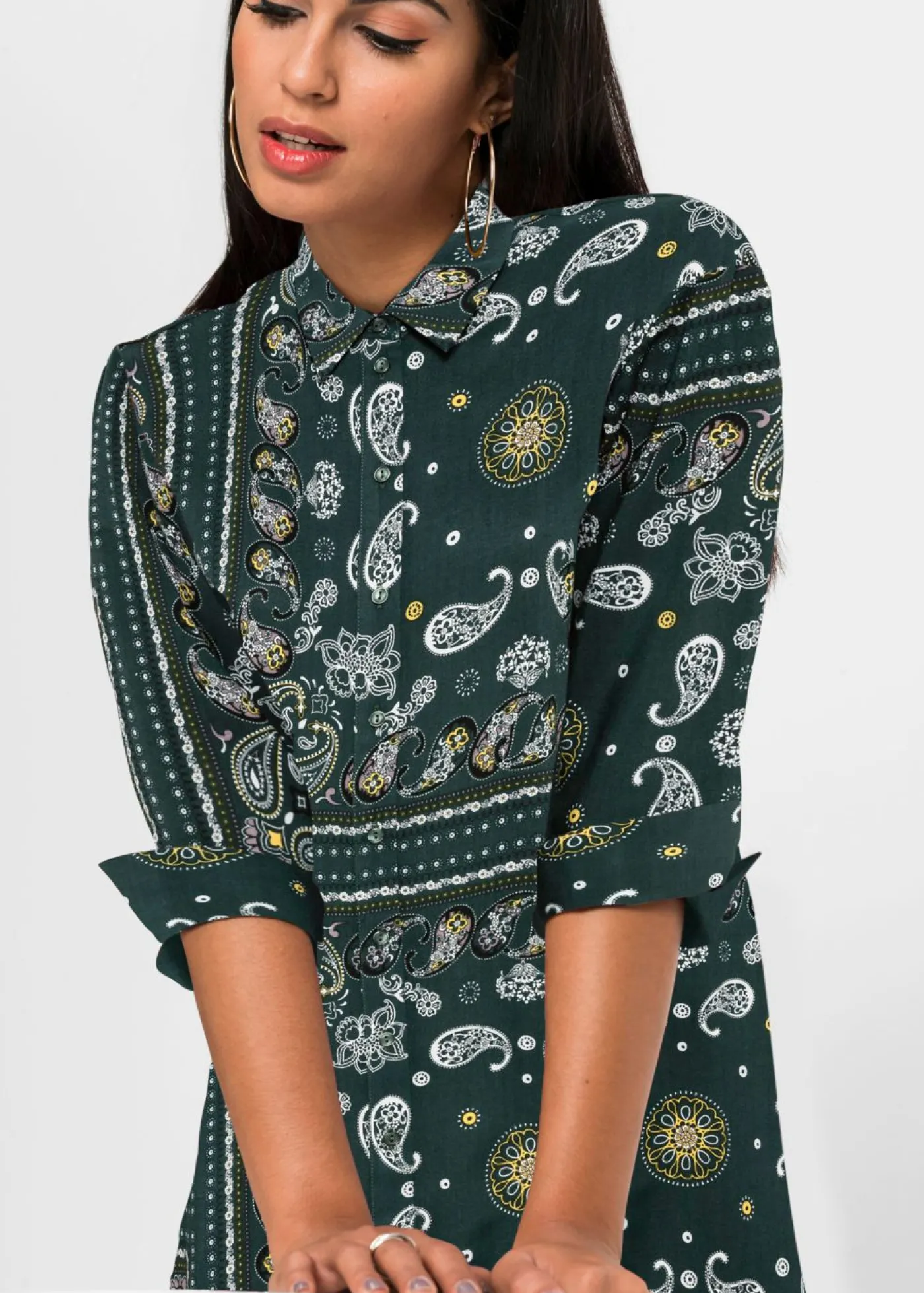 bonprix bonprix Blusa larga Verde oscuro con patrón paisley