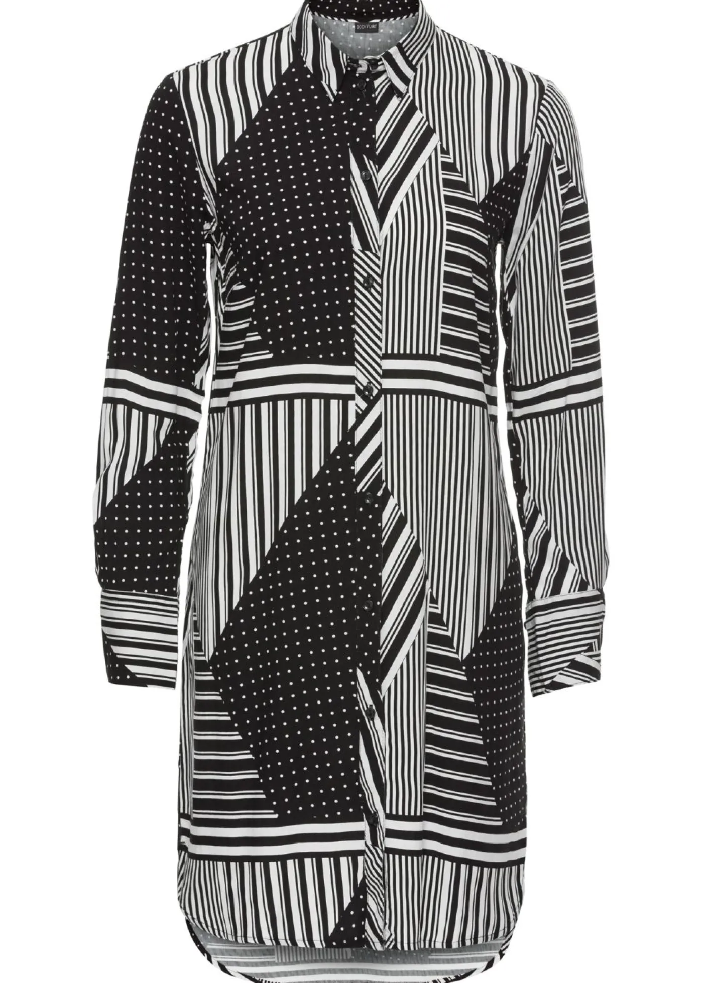 bonprix bonprix Blusa larga Negro-blanco con estampado gráfico Best