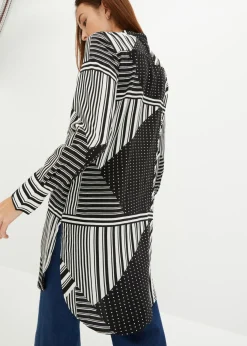 bonprix bonprix Blusa larga Negro-blanco con estampado gráfico Best
