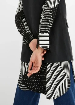 bonprix bonprix Blusa larga Negro-blanco con estampado gráfico Best