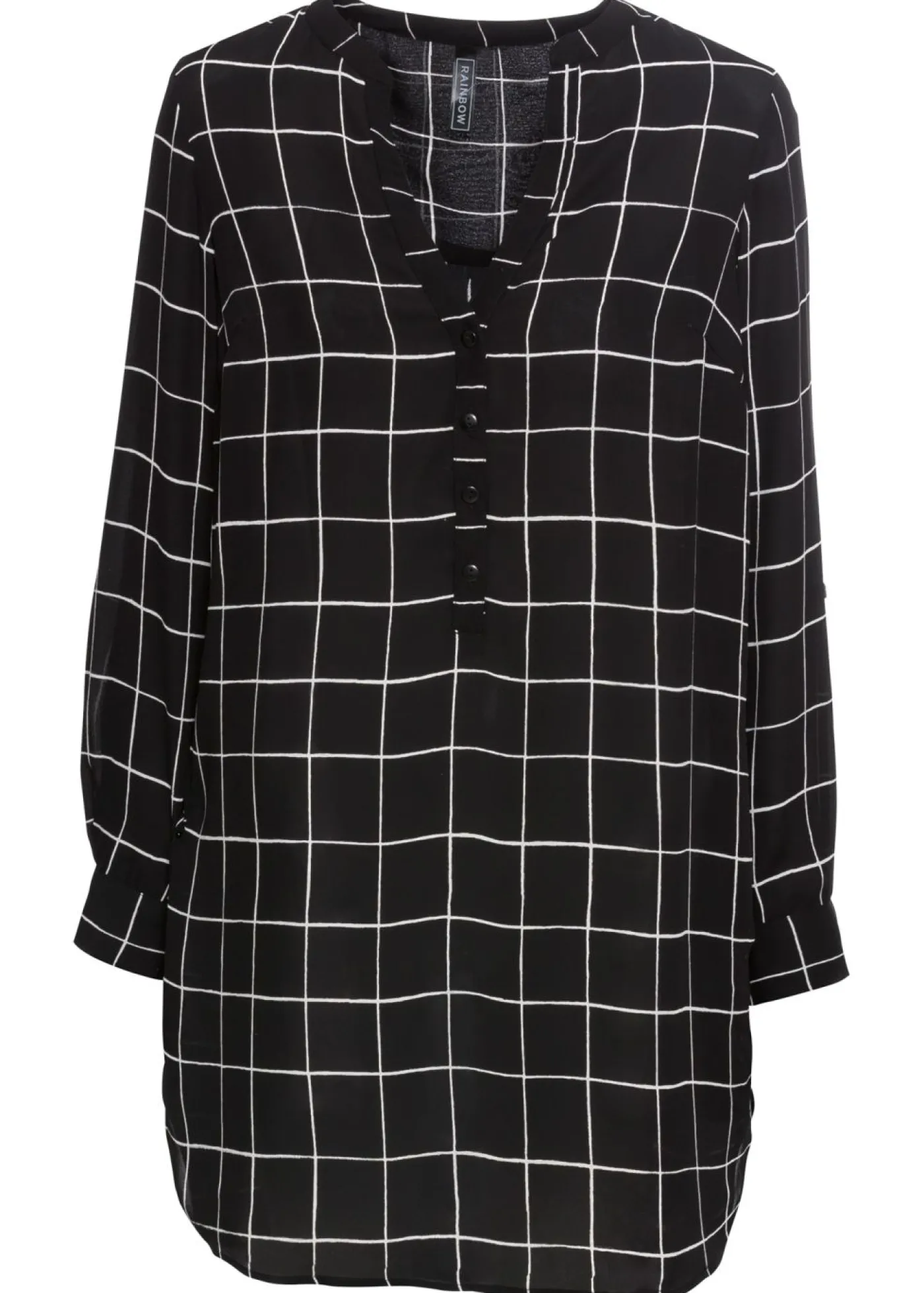 bonprix bonprix Blusa larga Negro-blanco de cuadros Outlet