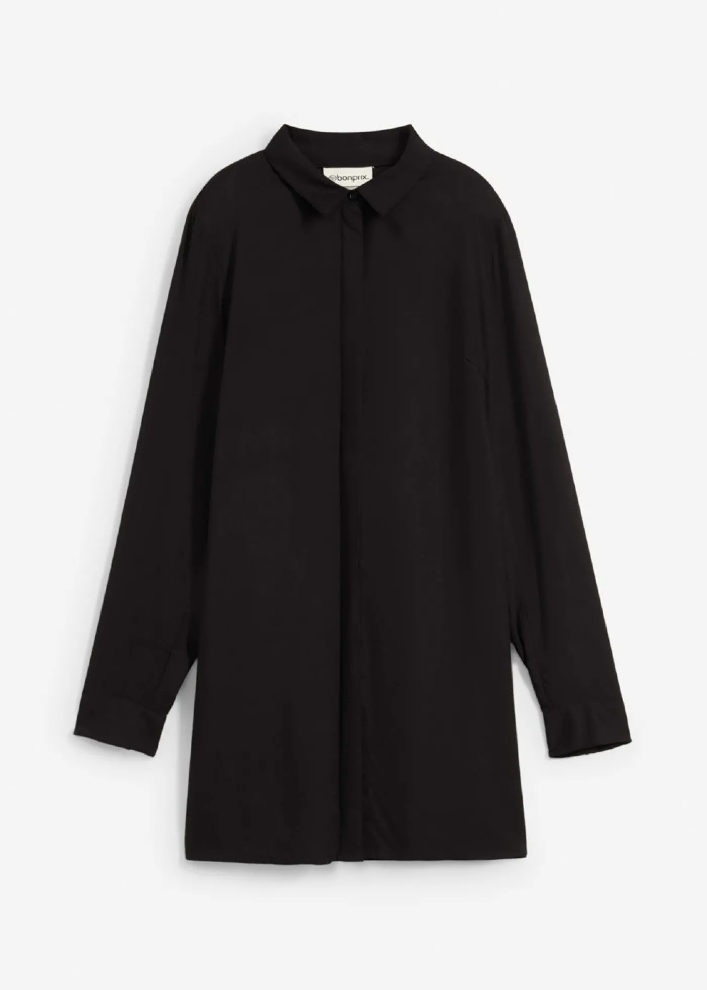 bonprix bonprix Blusa larga con abertura de viscosa fluida Negro Sale