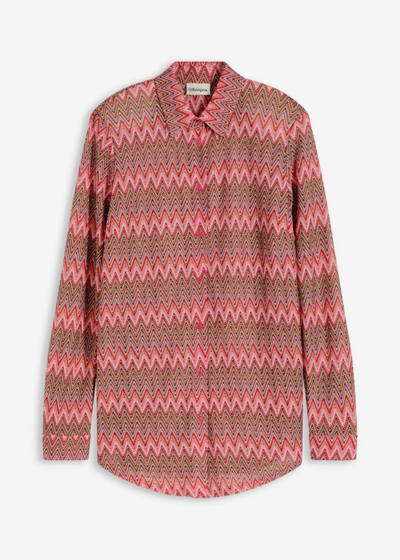 bonprix bonprix Blusa larga con aspecto de ganchillo rosa caliente Online