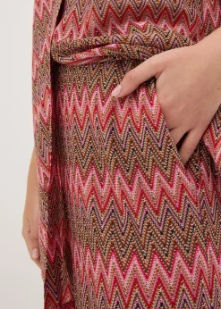 bonprix bonprix Blusa larga con aspecto de ganchillo rosa caliente Online