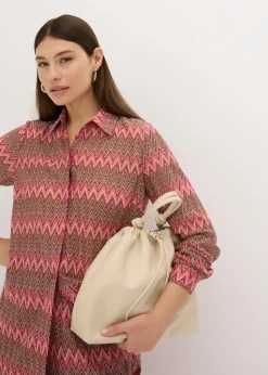 bonprix bonprix Blusa larga con aspecto de ganchillo rosa caliente Online