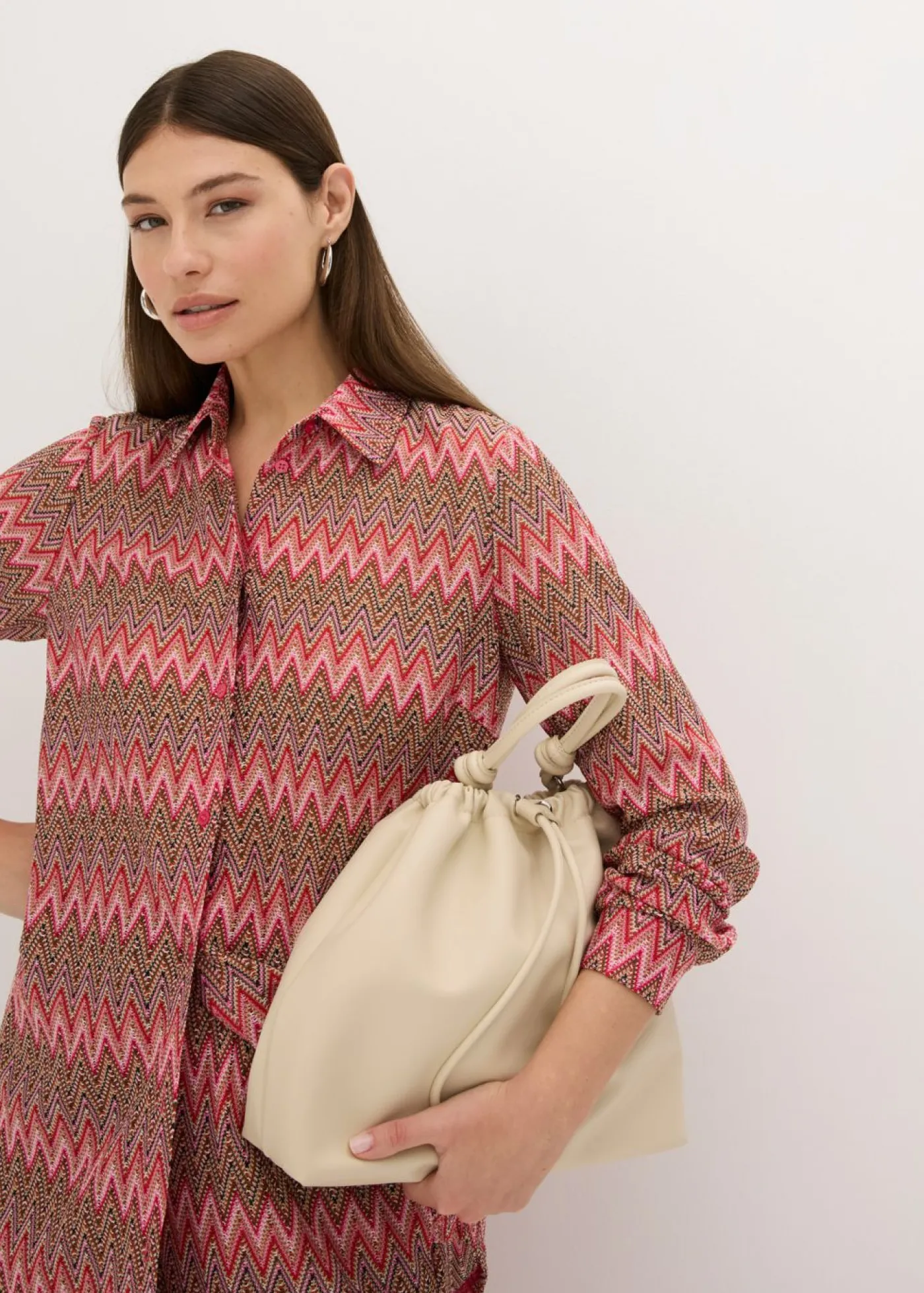 bonprix bonprix Blusa larga con aspecto de ganchillo rosa caliente Online