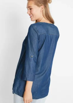 bonprix bonprix Blusa larga con corte en A Denim Discount