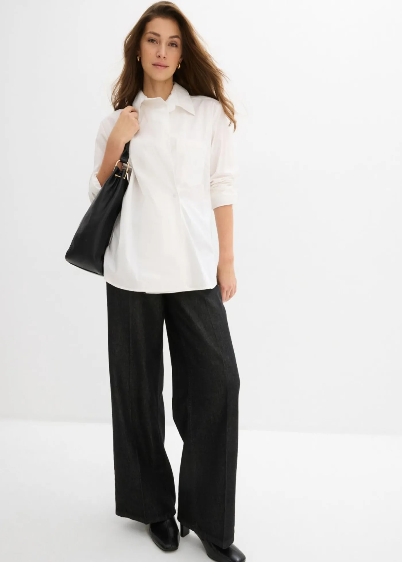 bonprix bonprix Blusa larga con escote en V Blanco Outlet