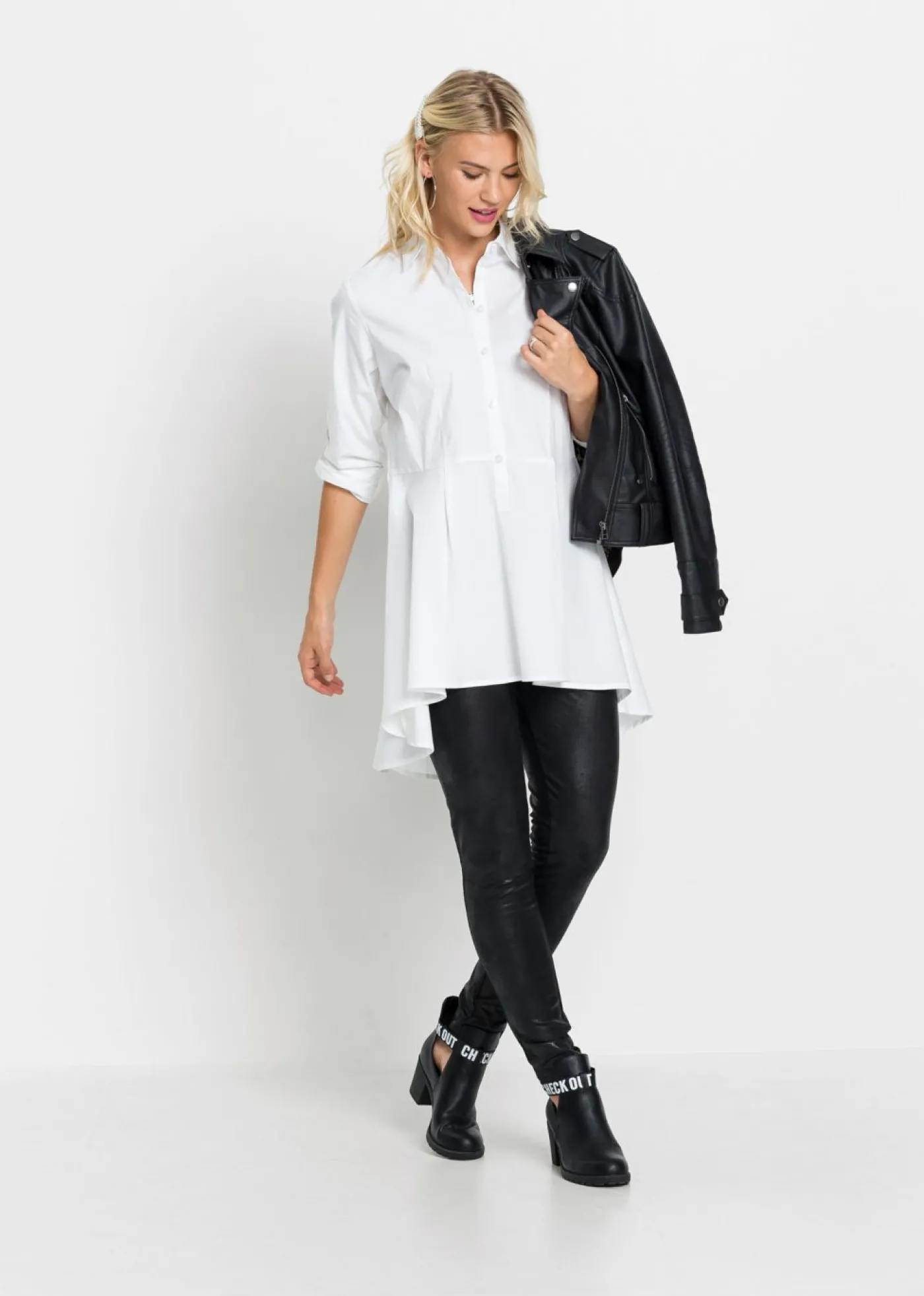 bonprix bonprix Blusa larga con volante Blanco Best