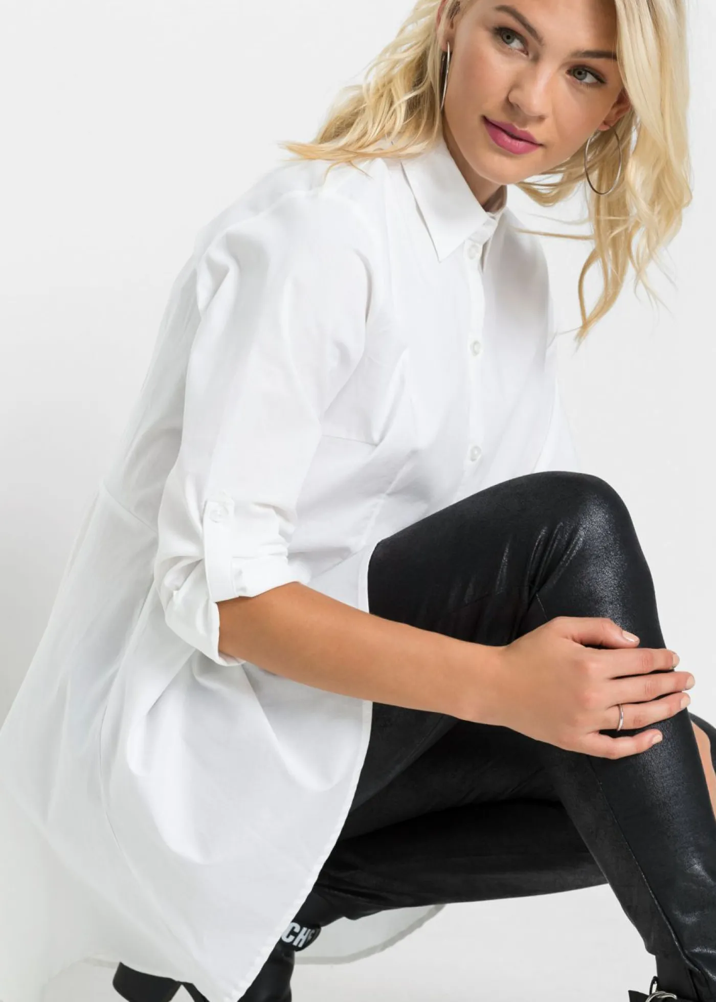 bonprix bonprix Blusa larga con volante Blanco Best