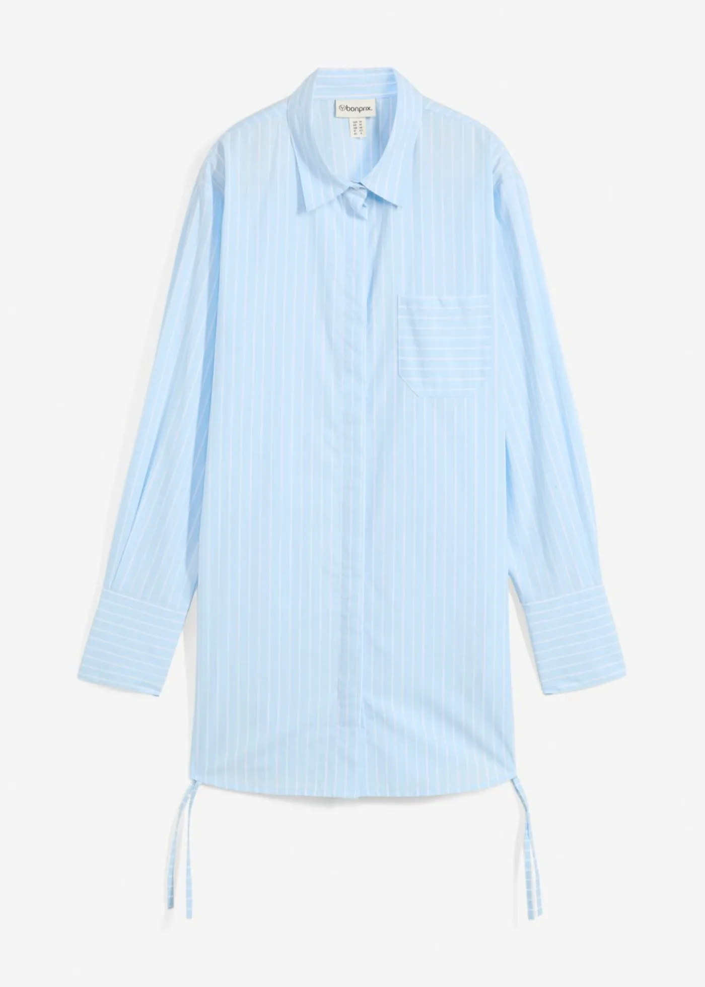 bonprix bonprix Blusa larga de algodón puro azul hielo-blanco con rayas Outlet