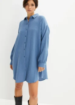 bonprix bonprix Blusa larga de muselina con corte holgado Verde oliva New