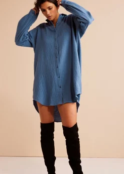 bonprix bonprix Blusa larga de muselina con corte holgado Verde oliva New