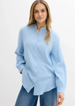 bonprix bonprix Blusa larga de muselina ligera Azul claro Best