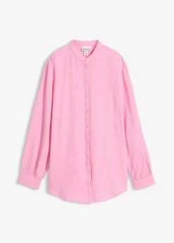 bonprix bonprix Blusa larga de muselina ligera Rosa Online