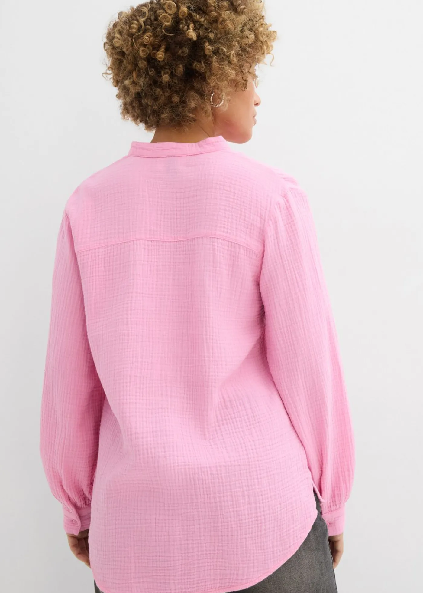 bonprix bonprix Blusa larga de muselina ligera Rosa Online