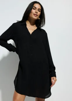 bonprix bonprix Blusa larga de playa de viscosa fluida Negro Online