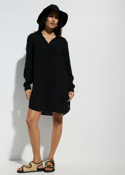 bonprix bonprix Blusa larga de playa de viscosa fluida Negro Online