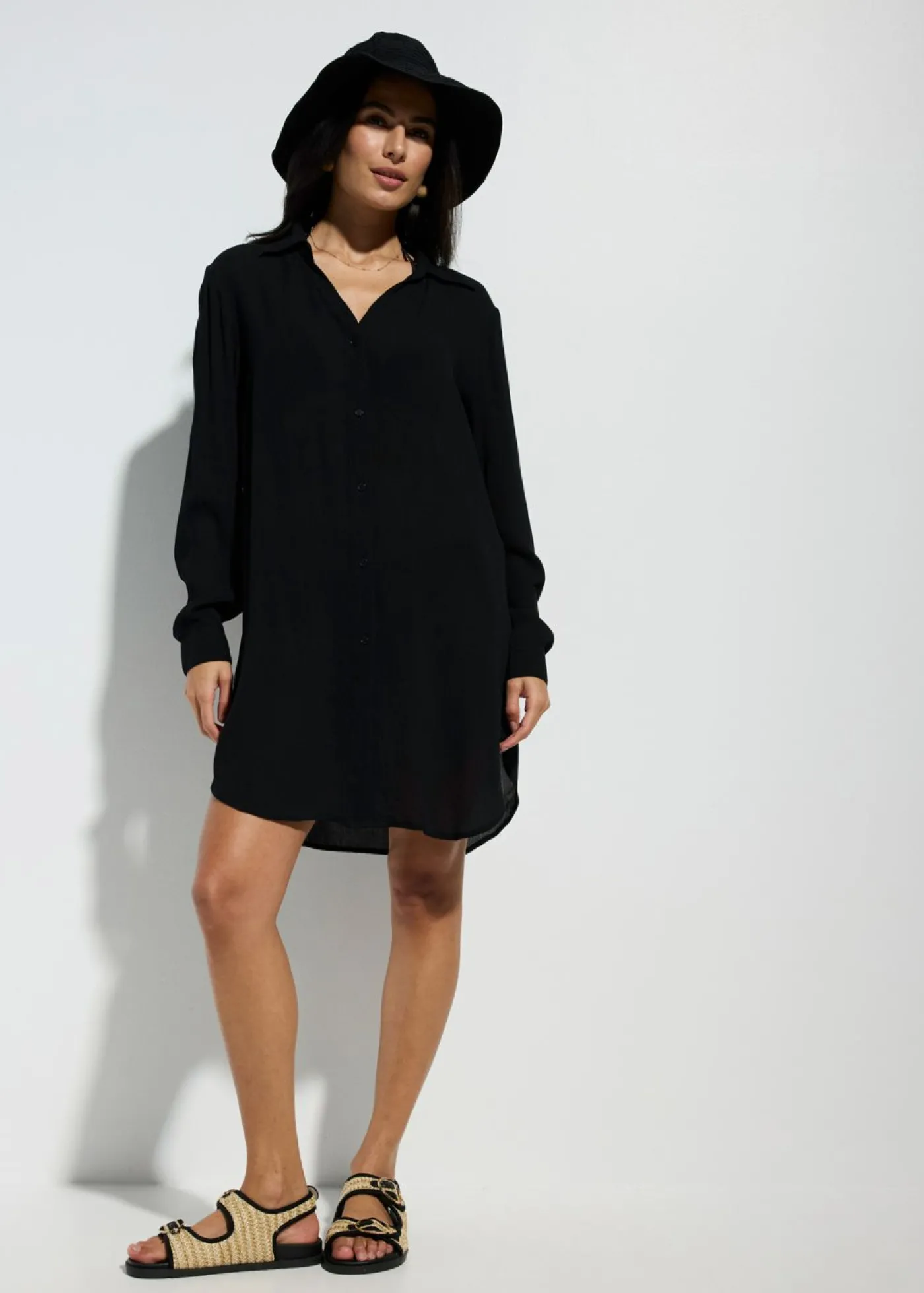 bonprix bonprix Blusa larga de playa de viscosa fluida Negro Online