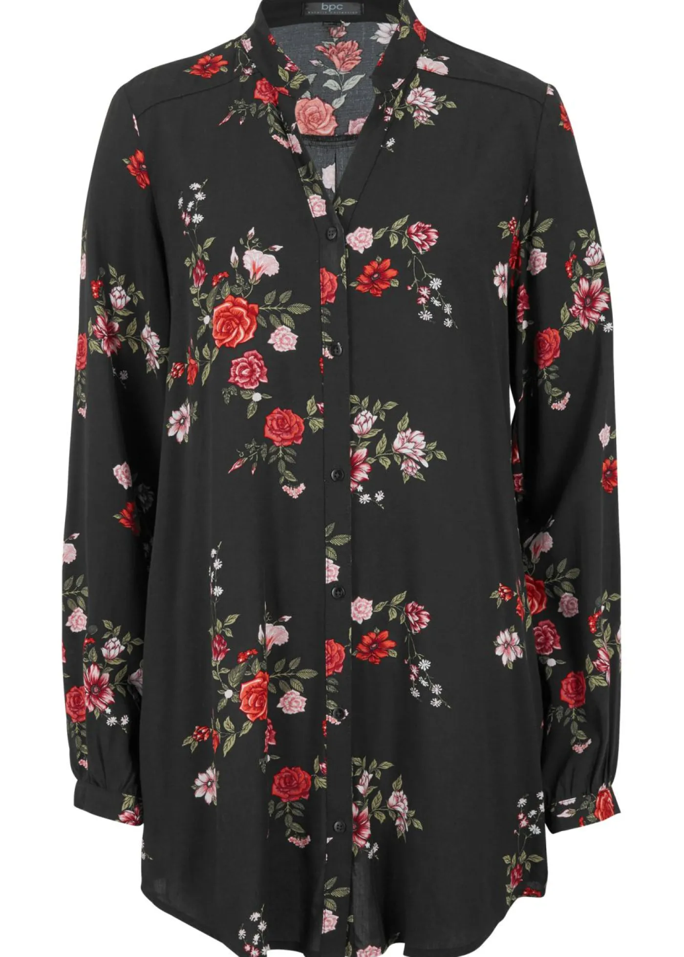 bonprix bonprix Blusa larga de viscosa fluida Negro con flores