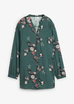 bonprix bonprix Blusa larga de viscosa fluida Verde eucalipto de flores Outlet