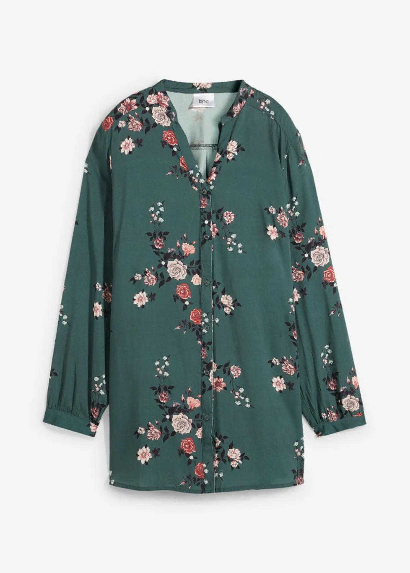 bonprix bonprix Blusa larga de viscosa fluida Verde eucalipto de flores Outlet