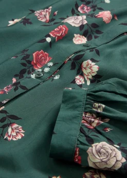 bonprix bonprix Blusa larga de viscosa fluida Verde eucalipto de flores Outlet