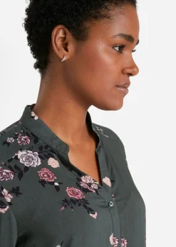 bonprix bonprix Blusa larga de viscosa fluida Verde eucalipto de flores Outlet