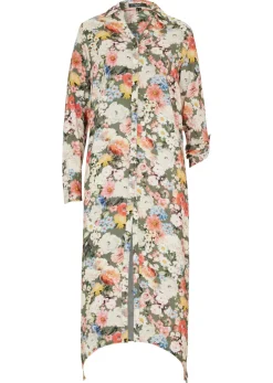 bonprix bonprix Blusa larga de viscosa fluida Verde oliva con estampado de flores Sale