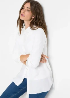 bonprix bonprix Blusa larga de viscosa pura Blanco