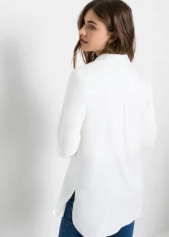 bonprix bonprix Blusa larga de viscosa pura Blanco