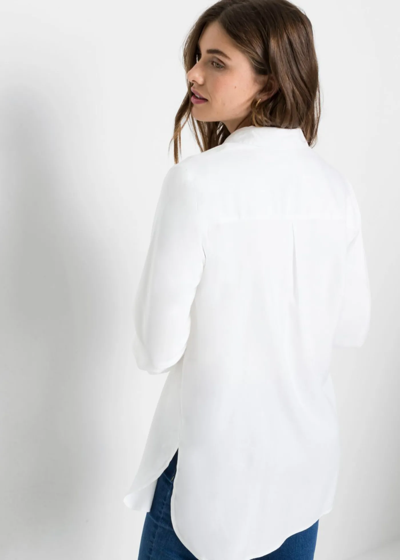 bonprix bonprix Blusa larga de viscosa pura Blanco
