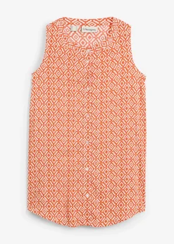bonprix bonprix Blusa larga de viscosa suave Cayena/blanco lana estampado Best