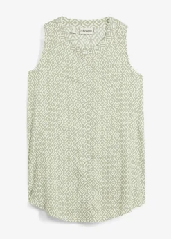 bonprix bonprix Blusa larga de viscosa suave Verde alga/blanco lana estampado Outlet