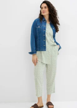 bonprix bonprix Blusa larga de viscosa suave Verde alga/blanco lana estampado Outlet