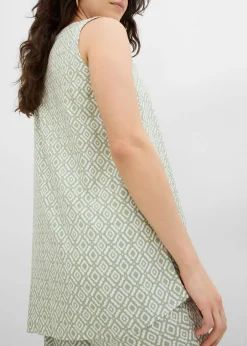 bonprix bonprix Blusa larga de viscosa suave Verde alga/blanco lana estampado Outlet