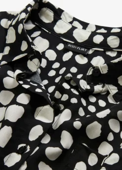 bonprix bonprix Blusa larga estampada de viscosa fluida negro / crema suave topos Online
