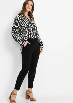bonprix bonprix Blusa larga estampada de viscosa fluida negro / crema suave topos Online