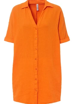 bonprix bonprix Blusa larga holgada de muselina suave Naranja calabaza Clearance