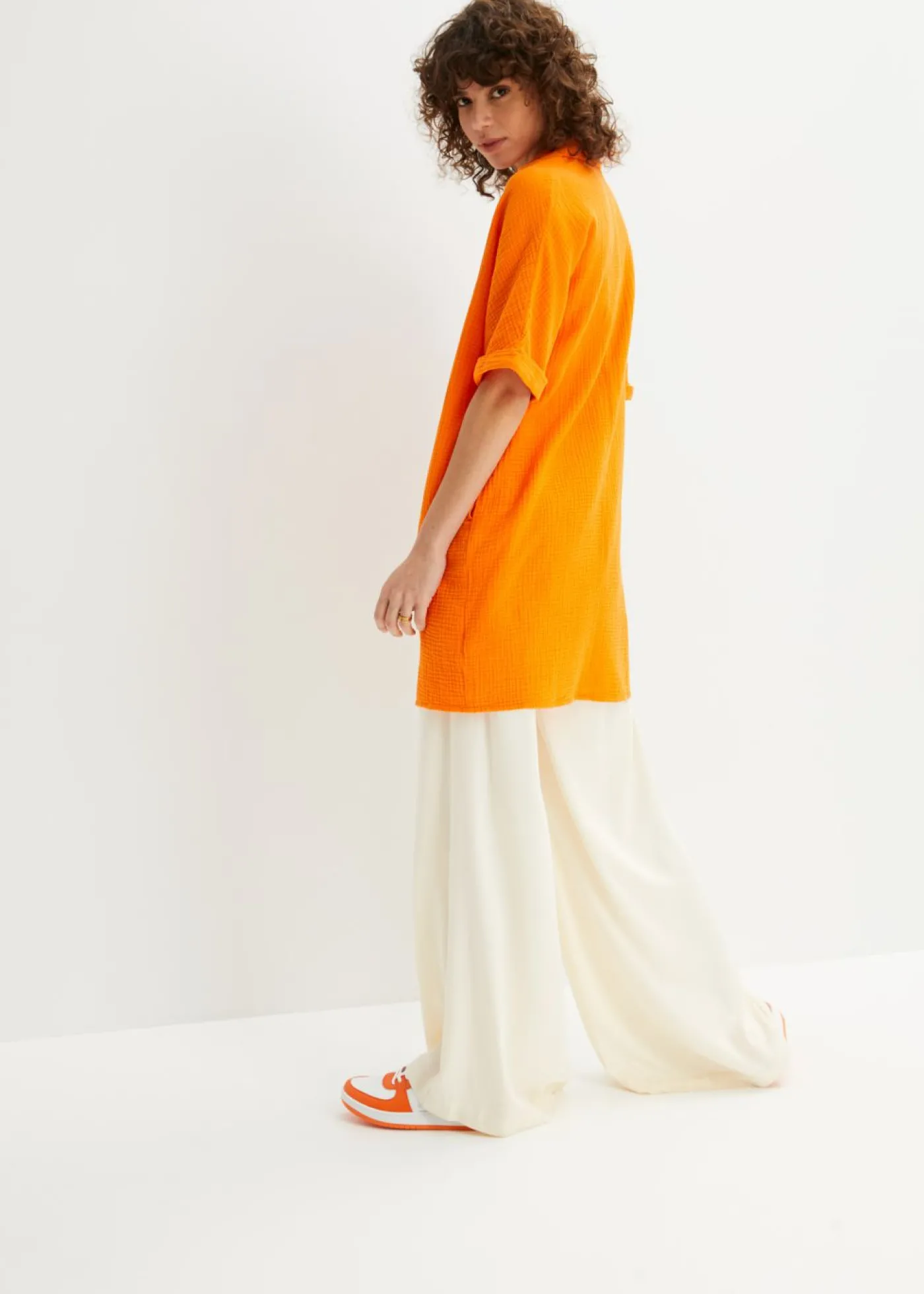 bonprix bonprix Blusa larga holgada de muselina suave Naranja calabaza Clearance