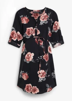 bonprix bonprix Blusa larga premamá/de lactancia Negro con flores Hot