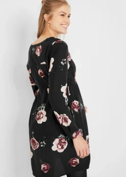 bonprix bonprix Blusa larga premamá/de lactancia Negro con flores Hot