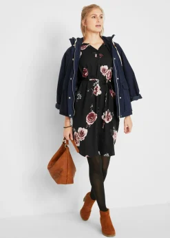 bonprix bonprix Blusa larga premamá/de lactancia Negro con flores Hot